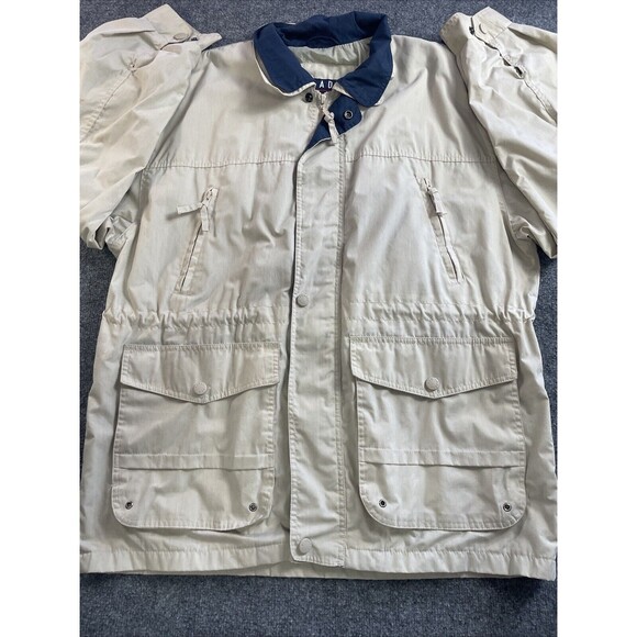 Vintage Trader Bay Chore Jacket Mens Large Beige Windbreaker Pockets Full Zip - Picture 1 of 16